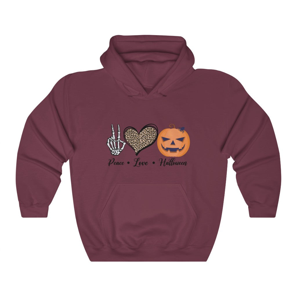 Peace Love and Halloween, Unisex Heavy Blend™ Hooded Sweatshirt