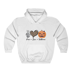 Peace Love and Halloween, Unisex Heavy Blend™ Hooded Sweatshirt