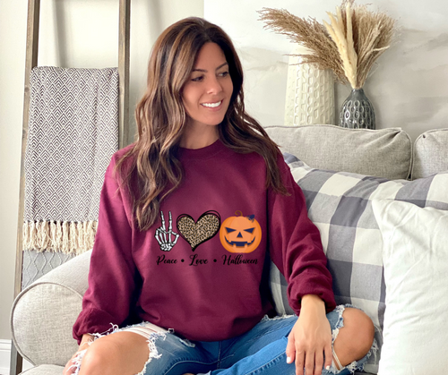 Peace Love and Halloween, Unisex Heavy Blend™ Crewneck Sweatshirt