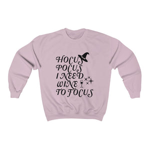 Hocus Pocus I Need Wine To Focus, Unisex Heavy Blend™ Crewneck Sweatshirt